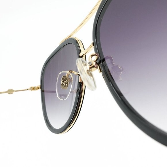 Gucci GG0062 Aviator Polarized Sunglasses Black Gray OS - Picture 7 of 16